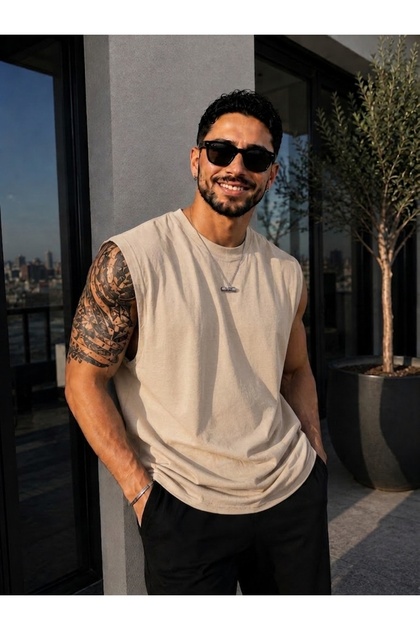 Men's Zero Sleeve Plain Combed Cotton 100% Cotton Comfortable Fit T-Shirt