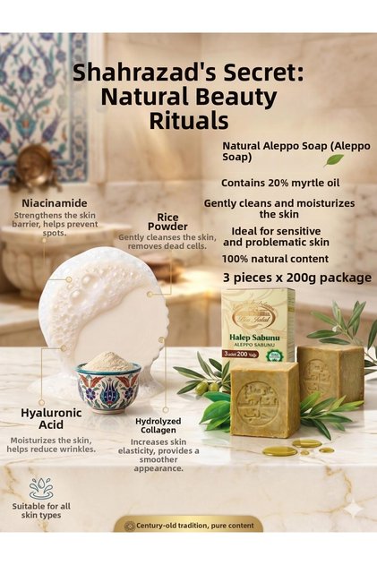 Handmade Natural Olive Oil and Laurel Soap 3 Pieces + Rice Milk Soap (Gift)