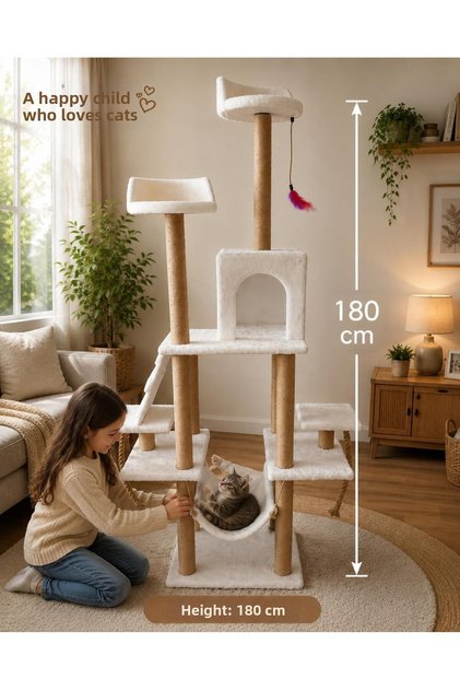 Castle Luxury Multi-Level Slot-Shaped Cat Scratching and Playing Platform