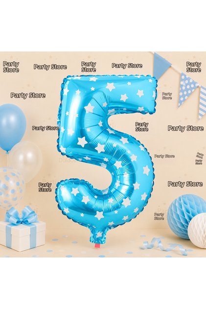 16 Inch 36 cm Polka Dot Blue 5 Number Foil Balloon Birthday Age Balloon Party Decoration