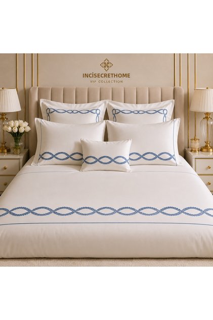 Luxury Embroidered Cotton Satin Sheet Set | Premium Hotel Bedding |
