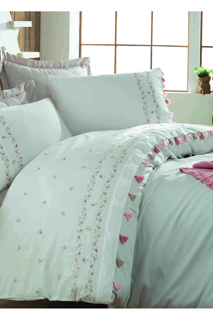 Royal Cotton Satin Double Duvet Cover Set - White