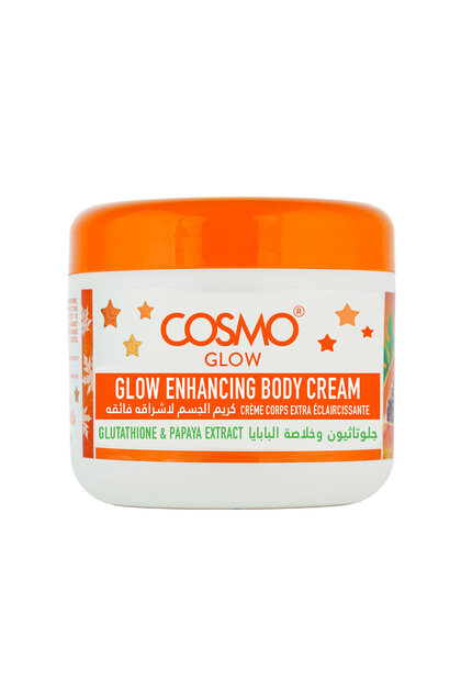 Glow Gluta Papaya Glow Enhancing Body Cream 300g Glutathione and Papaya Extract For Unisex, Orange