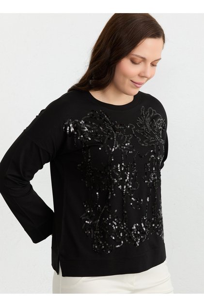 Siyah Kadın Payetli Bluz 26YSL8339