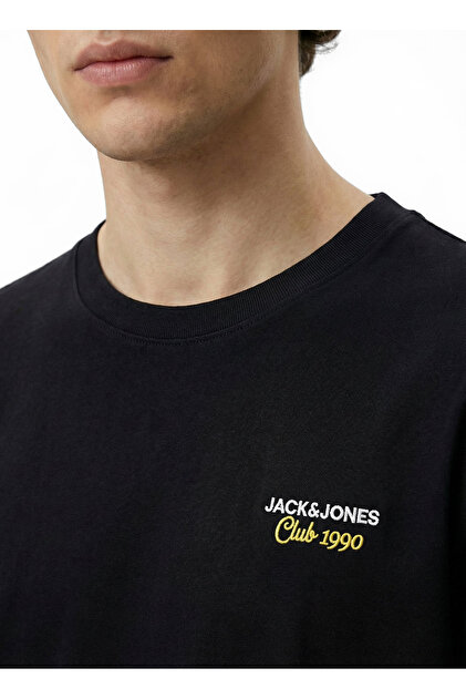 Jack & Jones Siyah Erkek Regular Fit Logo Baskılı T-Shirt 12306235