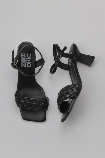 Black Leather Women's Heeled Shoes 01Wy6800
