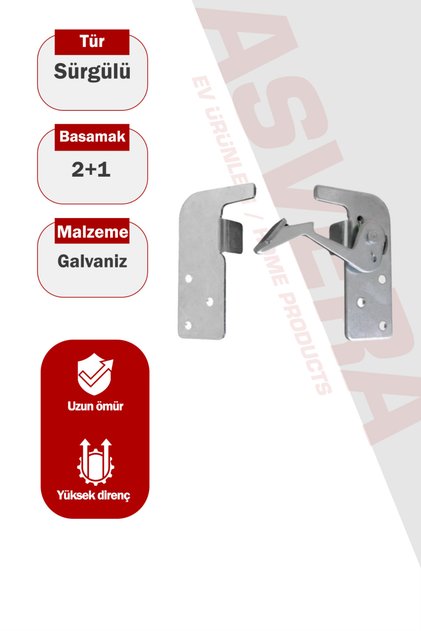 Safir Serisi - Sürgülü Merdiven Kilidi 3mm Galvaniz Sac 25-30 mm Basamak Aparatı Yerli