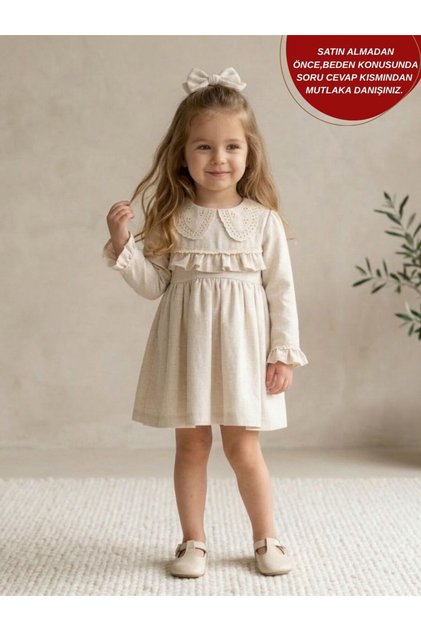 Milla Lace Collar Vintage Long Sleeve Holiday Special Occasion Baby Girl Dress