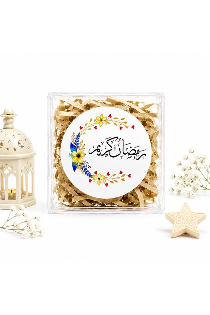 Ramadan Mubarak Printed Adhesive 4 cm Round Sticker 24 Pieces, Ramadan Eid Label