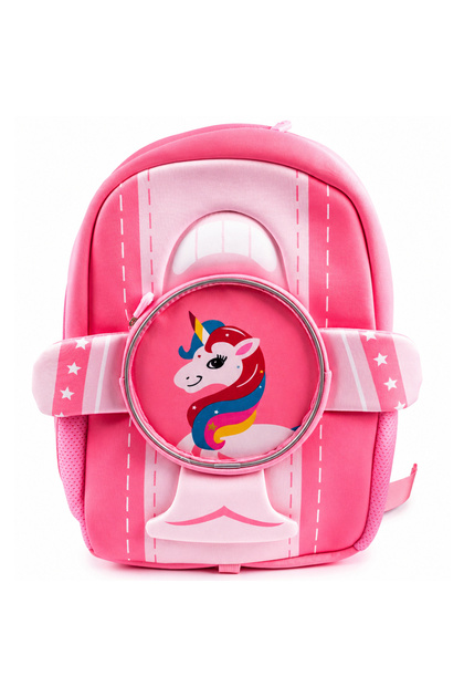 - Aeroplane Style Unicorn Printed Backpack - Pink - 16.5-Inch