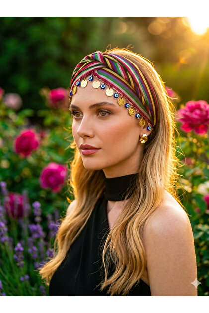 Crno more, šareno, puno zlog oka Sa perlama i lira kešan, šal, marama, traka za kosu, bandana