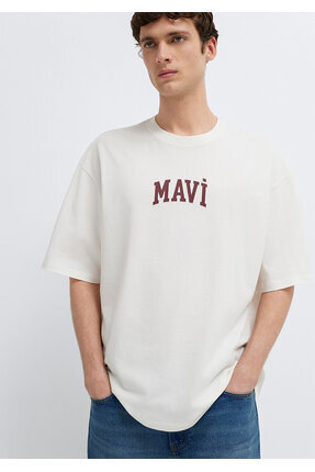 Mavi Dokulu Antrasit Basic Tişört Oversize / Geniş Kesim 0613665