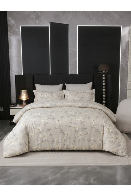 4-Pcs Printed Duvet Cover Set Queen Size 200x230cm, Brushed Microfiber Fabric (Without Filler)