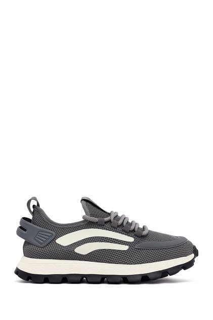 Zero Men's Gray Lace-Up Thick Sole Fabric Sneaker 25Sfd69406F