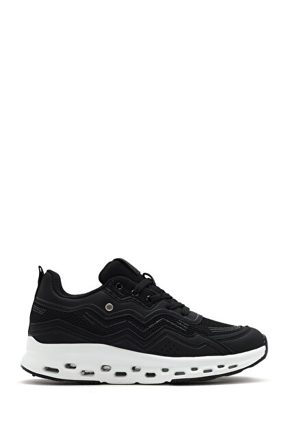 Women's Black Lace-Up Thick Sole Sneaker 25Sfe495714