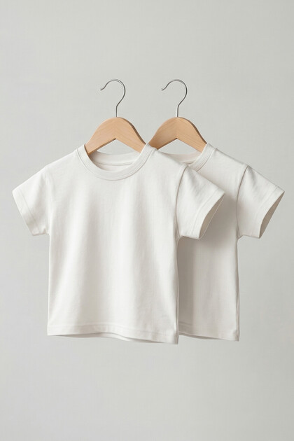Ecru Set of 2 Cotton Baby T-Shirts Short Sleeve Comfortable Fit 0-3 Years