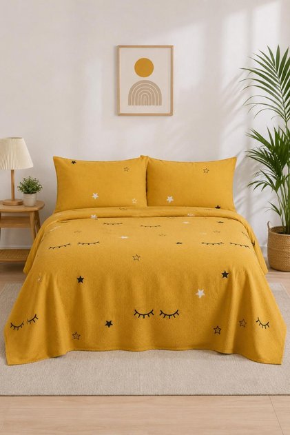 Yellow Double Printed Pique Set