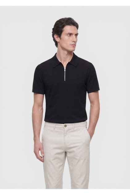 Black Polo Neck Jacquard Knitwear