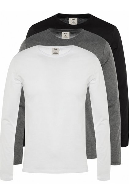 Classics Men's Regular Fit Crew Neck Long Sleeve T-Shirt 3 Pieces
