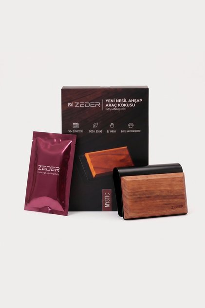 Mystic Masif Ahşap Araç Kokusu Başlangıç Kiti - Güneşlik Klipsi + Tablet