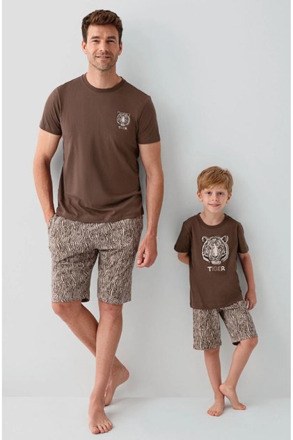 Boy's 100% Cotton Tiger Bermuda Set (with Socks as a Gift)