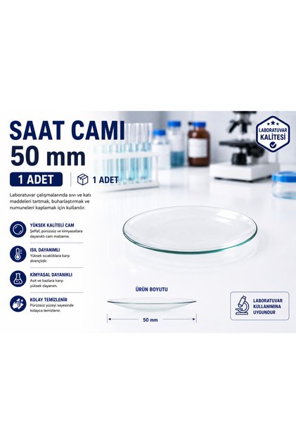 Saat Camı 50 mm 1 Adet