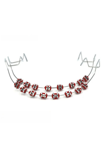 red Fashion Braces 1 Pair Colorful Temporary Tooth Decoration with Metal Wires Metal Bracket Orthodo