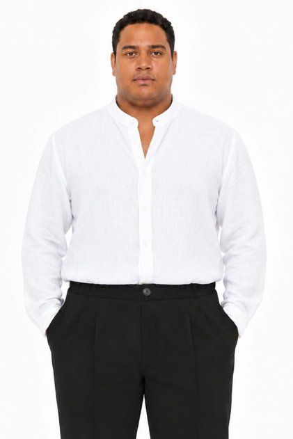 100% Cotton Judge Collar Men's White Muslin Shirt