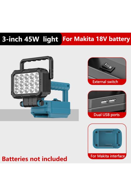 3 inch Portable Light Lantern With USB For Makita 18V Li-ion Battery LED Flashlight With Hook for Em