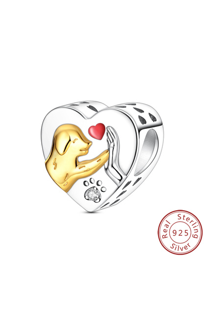 KTC1860 Original 925 Sterling Silver Charm Bead Balloon Poodle Cute Puppy Heart Charm Fit Bracelet B