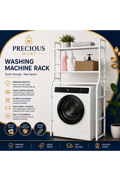 Bathroom Space Saver, Toilet/Washing Machine Organizer Stand, 3-Tier Towel Storage Rack Holder Over The Bathroom Shelf Organizer (B-Shape)