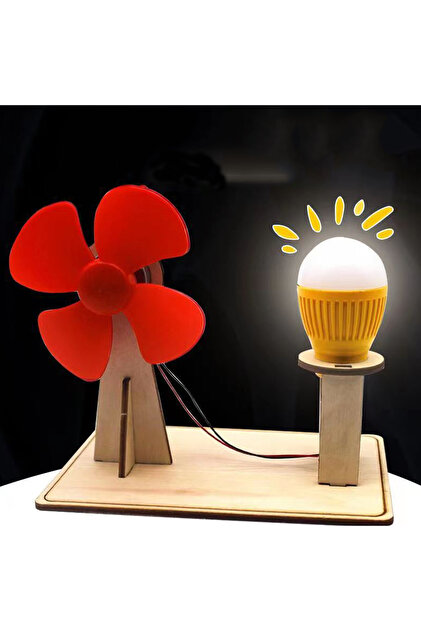 No specification Wooden Wind Generator Model Kids Science Toy Funny Technology Physics Kit Education