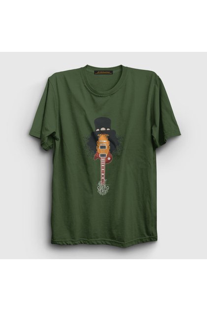 تي شيرت كاكي جيتار Guns N' Roses Slash للجنسين 39832tt