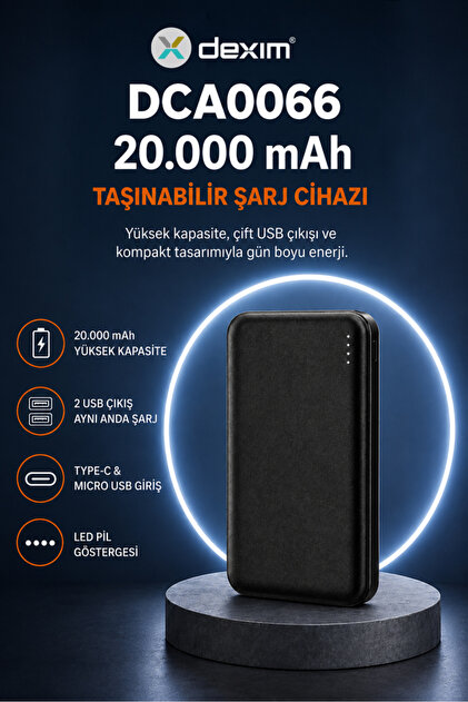 Dexim TB20 20.000 mAh Powerbank - Siyah DCA0066 - Fiyatı, Yorumları