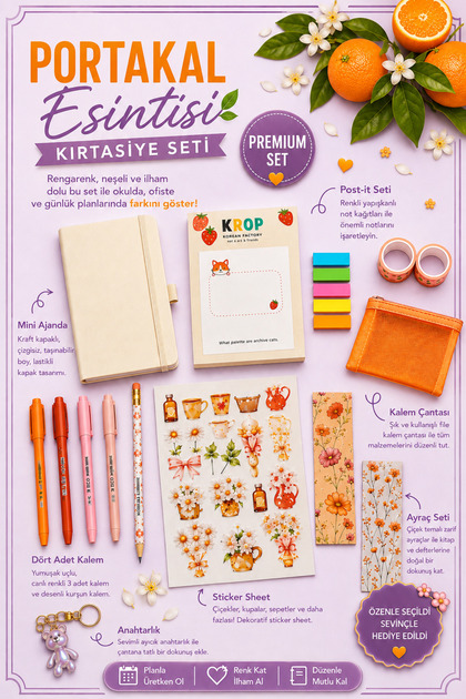 🍊 Portakal Esintisi Kırtasiye Seti