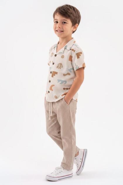 Printed Muslin Shirt Pants 2-Piece Set