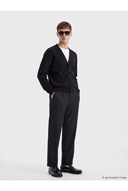 Relaxed Fit Men's Pleated Trousers