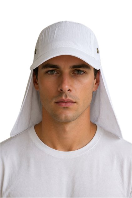 White Legionary Hat Uv Protection Summer Unisex with Back Closure