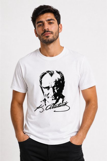 Ataturk Printed White T-Shirt Women's Unisex 100% Cotton Comfortable Fit Casual T-Shirt