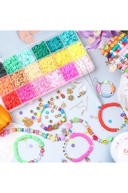 18 Compartment Box Fimo Bead Set Necklace Bracelet Anklet Phone Charm Making Set