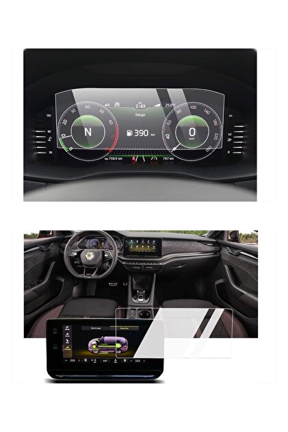 Skoda Octavia Dijital Gösterge ve Multimedya Ekran Koruyucu Paketi - 9H Nano Teknoloji