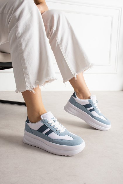 Blue Women's High Casual Sneaker Shoes