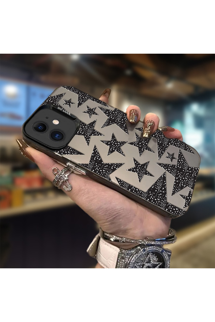 İphone 11 Uyumlu Silikon Kenar Sert Arka Anti Düşme Kılıfı Yıldız desenleri MK01A