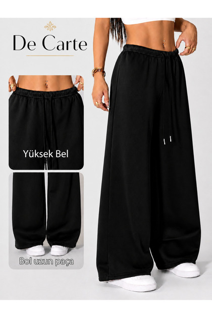 Women's Black&Gray Casual Oversize High Waist Oversize Daily Sweatpants