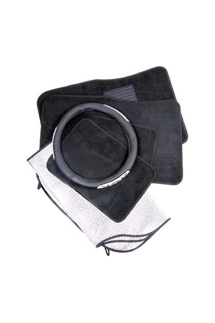 Car Mat 4pcs + Steering Cover + Sun Shade