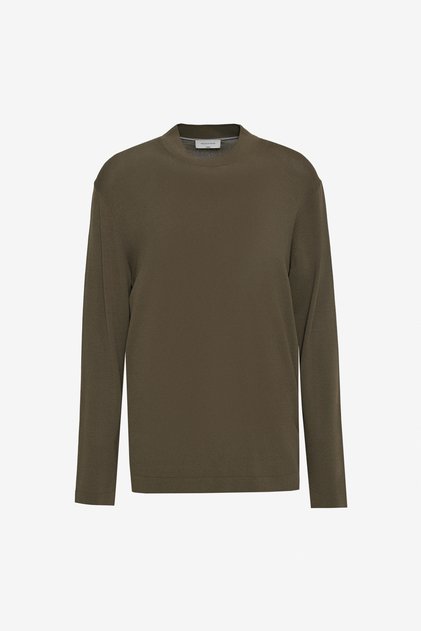 Men's Khaki Standard Fit Regular Cut Half Turtleneck Basic Knitwear Sweater
