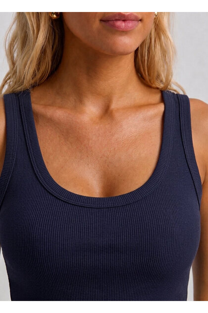Navy Blue Color Crew Neck Flexible Viscose Undershirt