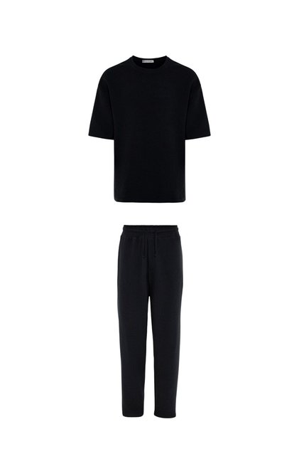 Oversize basic knitwear tracksuit set