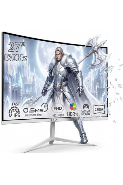 Gaming Monitor curved 27" inch FHD,180Hz Computer Display Screen 1080P(1920x1080) Fast 0.5ms, 2800R, FreeSync 100% sRGB Suitable for esports games Commercial, home, office (27 inch, FHD 180Hz/White)