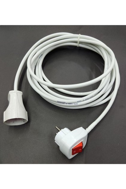 10 Metre 3x2.5 mm Topraklı Anahtarlı Uzatma Kablosu Tekli Priz Ara Kablo Işıklı Anahtar